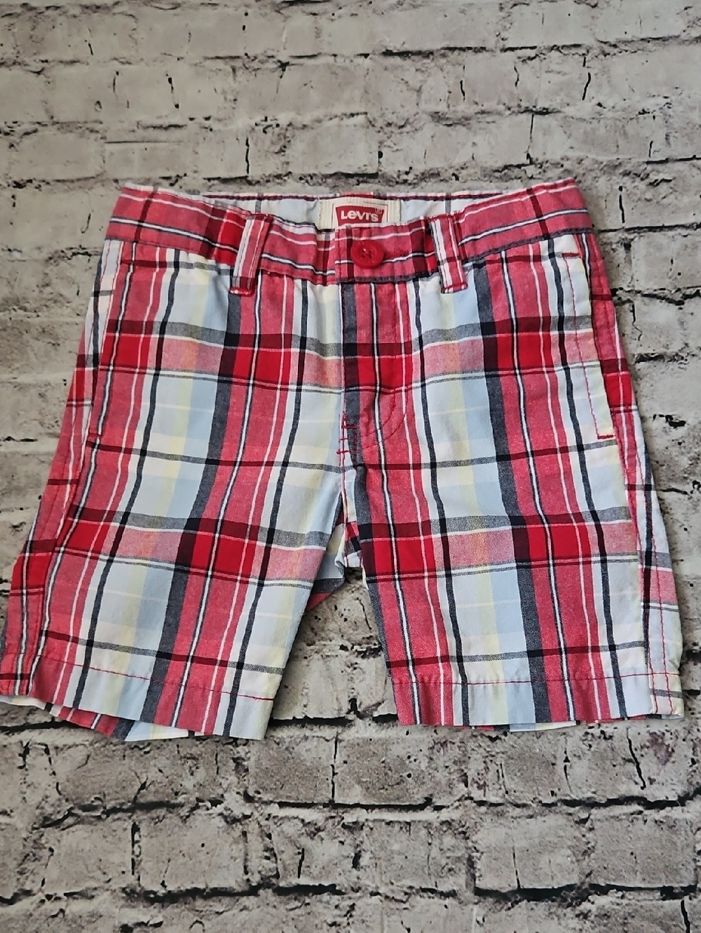 Levis baby boy Plaid shorts size 12m